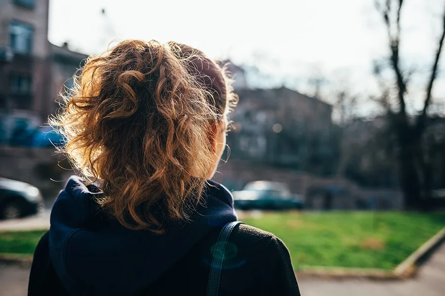 back view of girl in park