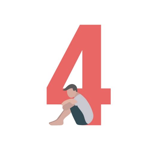 illustration of sad teen with number 4
