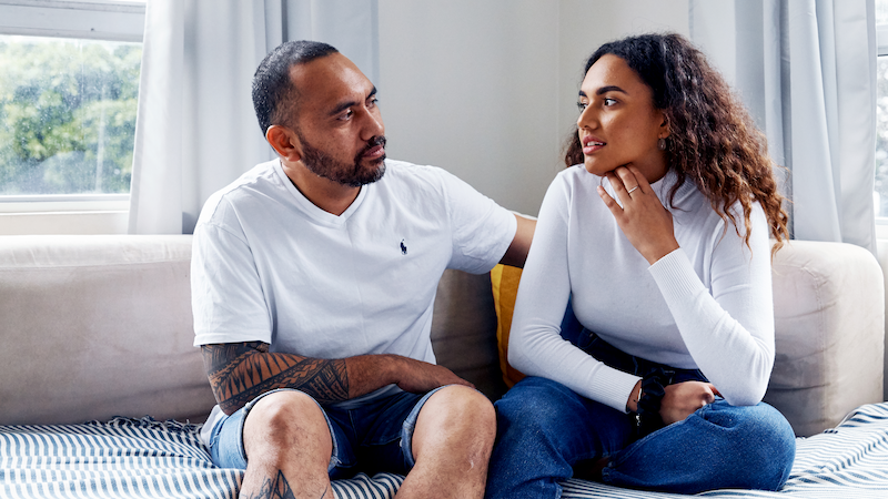 Father and daughter chatting