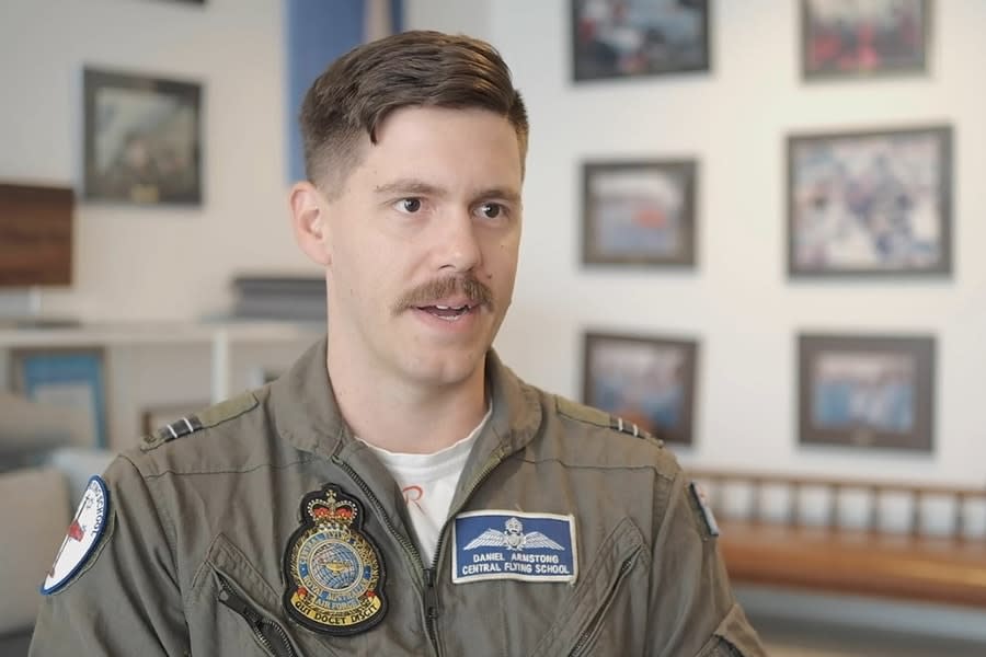 man wearing flight lieutenant uniform talking head