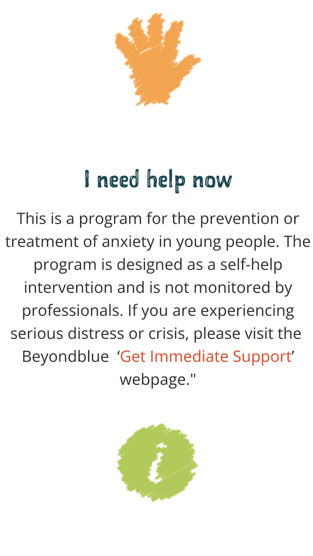 BRAVE program website screenshot outlining that the service isn’t professionally monitored and directing people in crisis to Beyondblue.