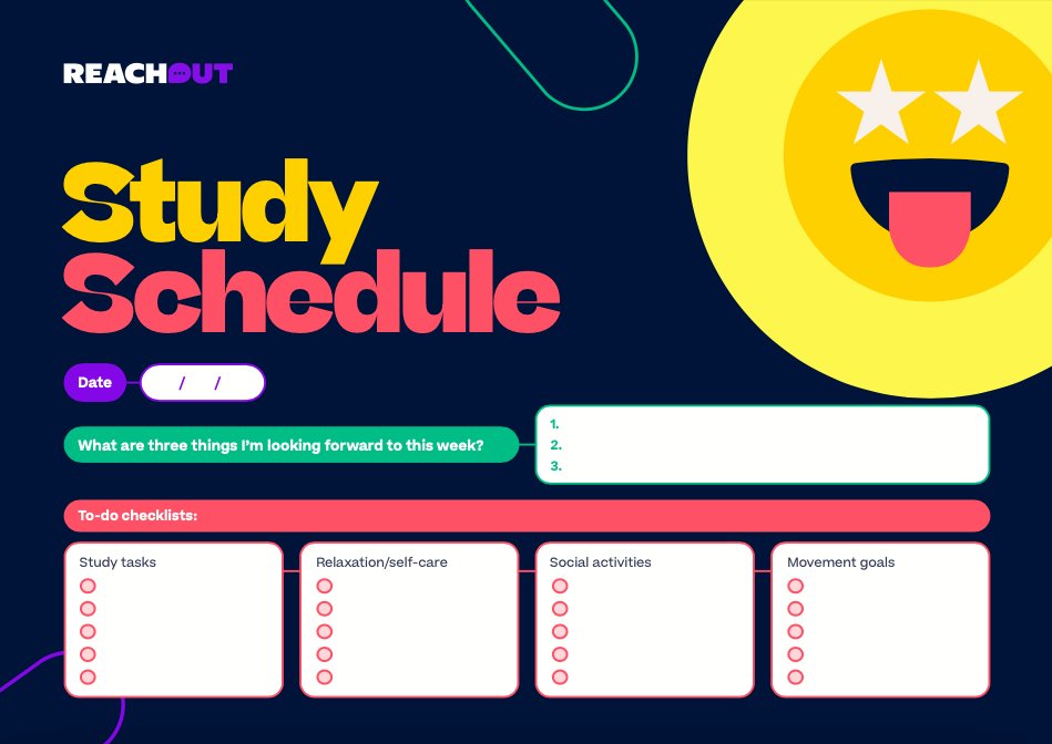 Screenshot of the first page of the study schedule template.