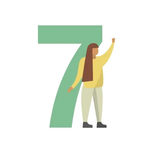 illustration of happy girl with number 7