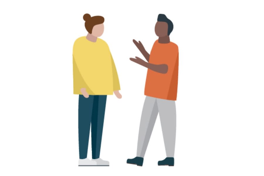 illustration of two people talking to eachother