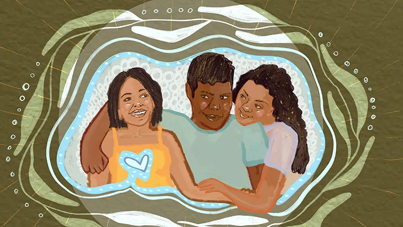 illustration of aboriginal young people in safe space