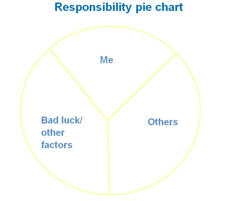 Responsibility pie chart: me, others and bad luck or other factors