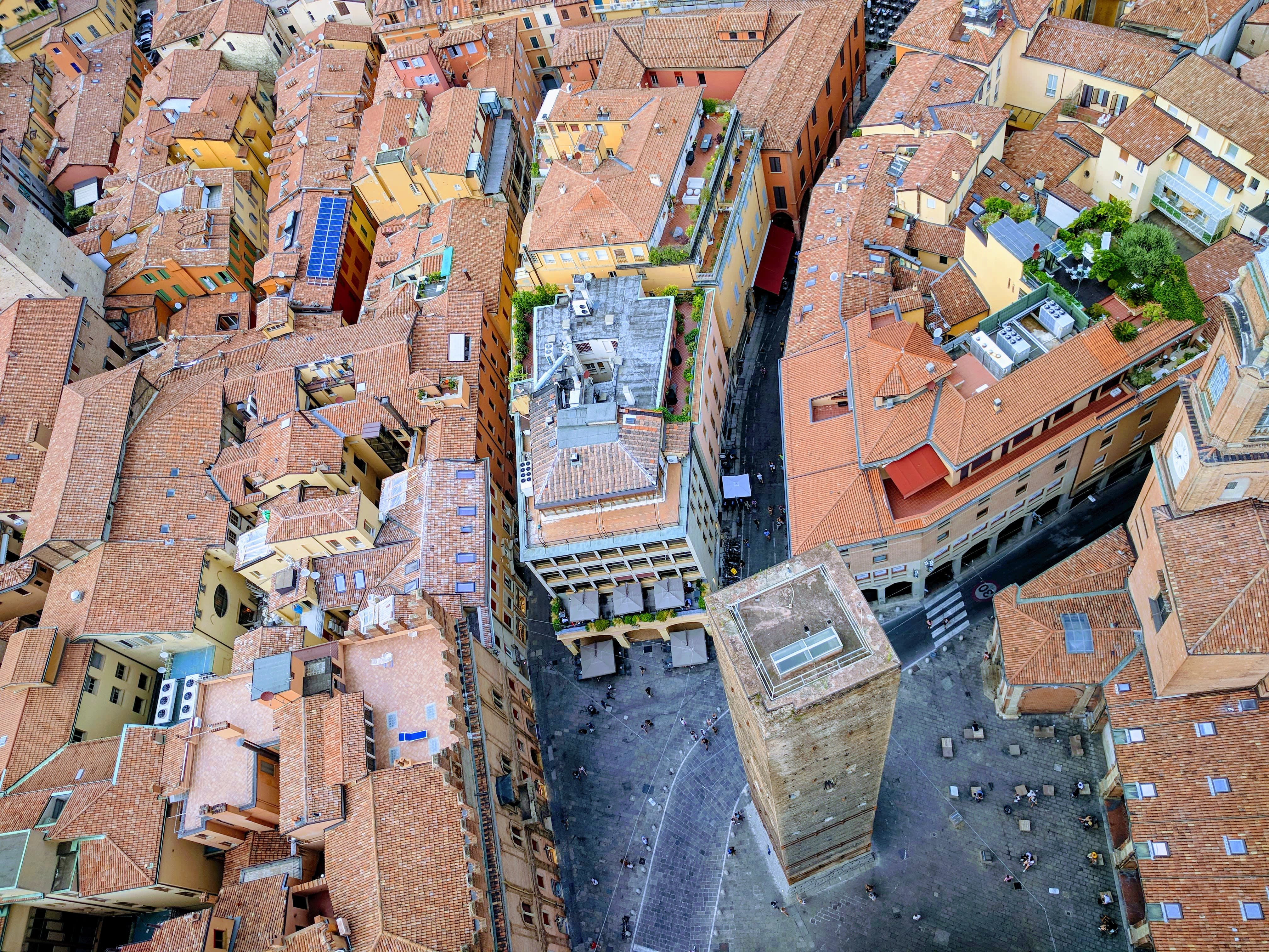A junction in Bologna as seen from a birds-eye view