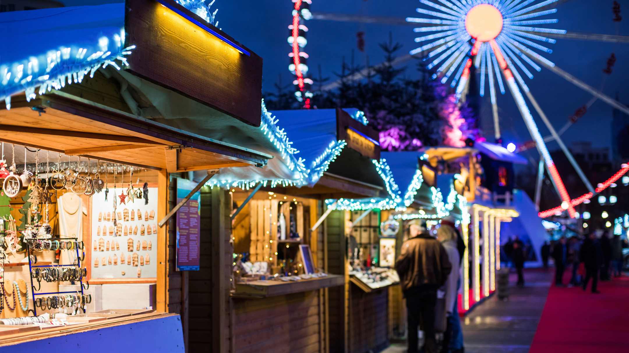 Traditional Christmas market in Europe. Brussels, Belgium