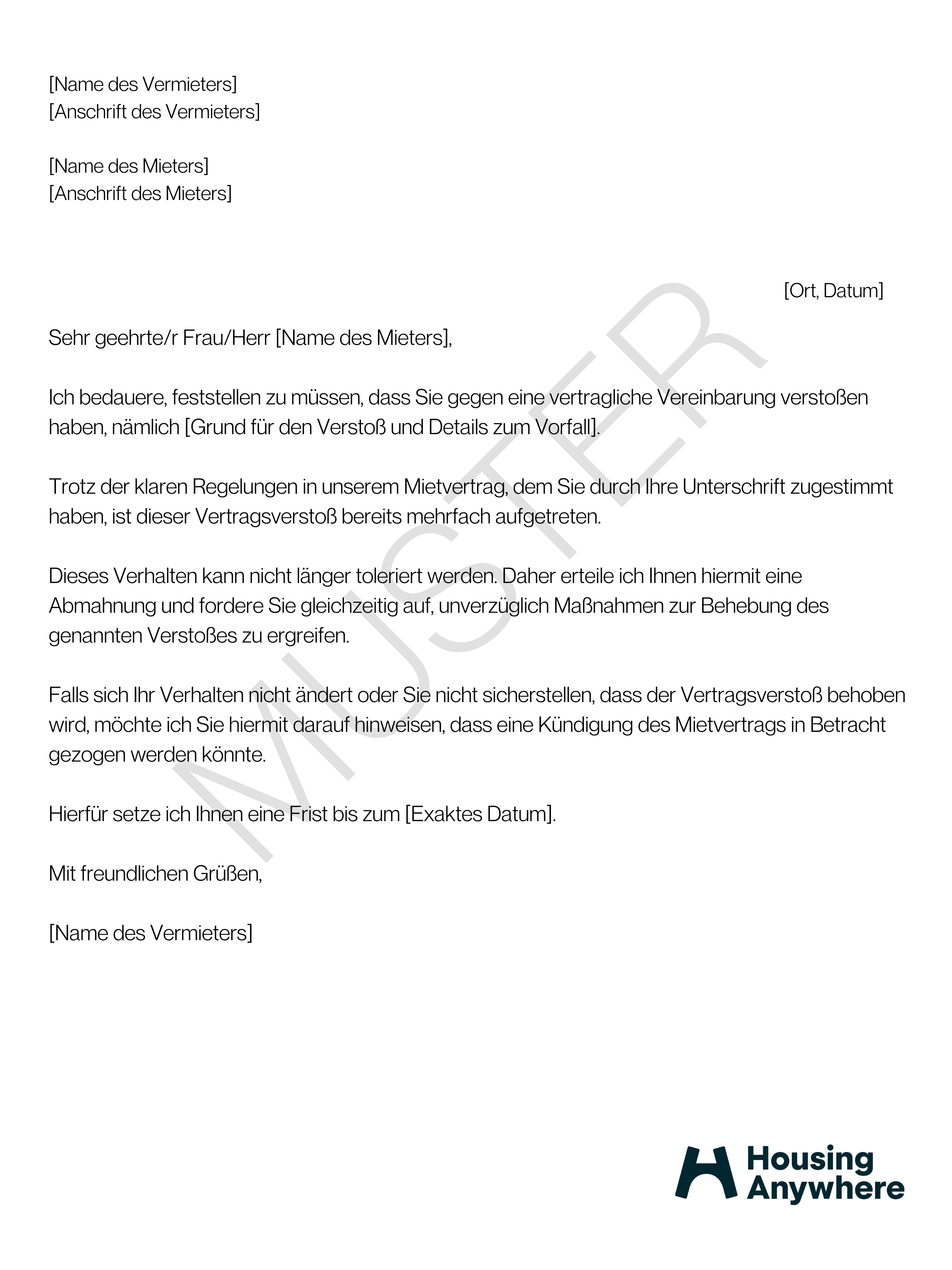 Abmahnung des Mieters So gehst du als Vermieter vor