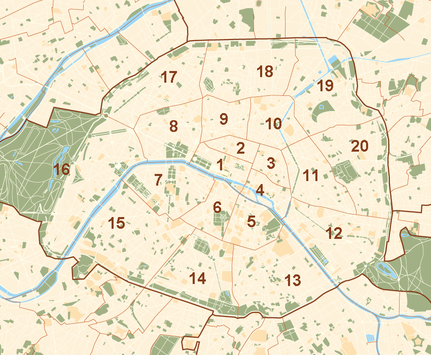 map of Paris arrondissements