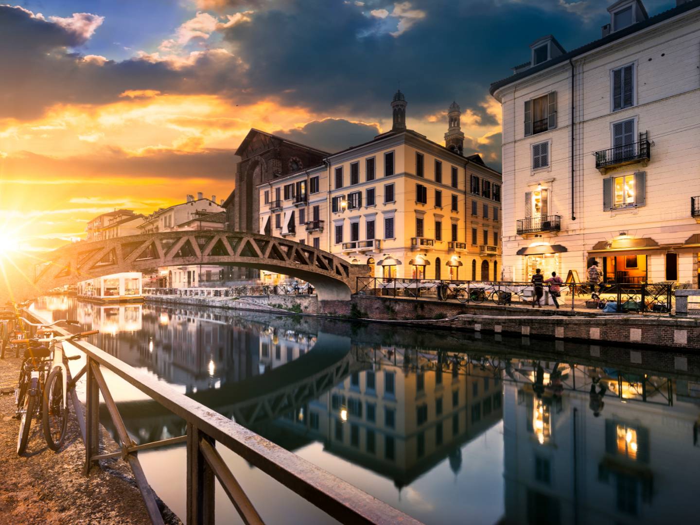 An image showing Navigli area in Milan before the sunset