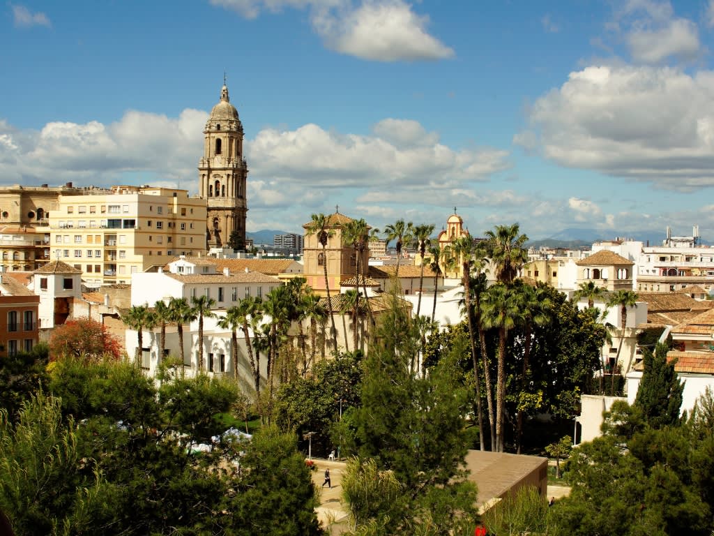 Skyline view of Málaga's nature and historical buildings 
