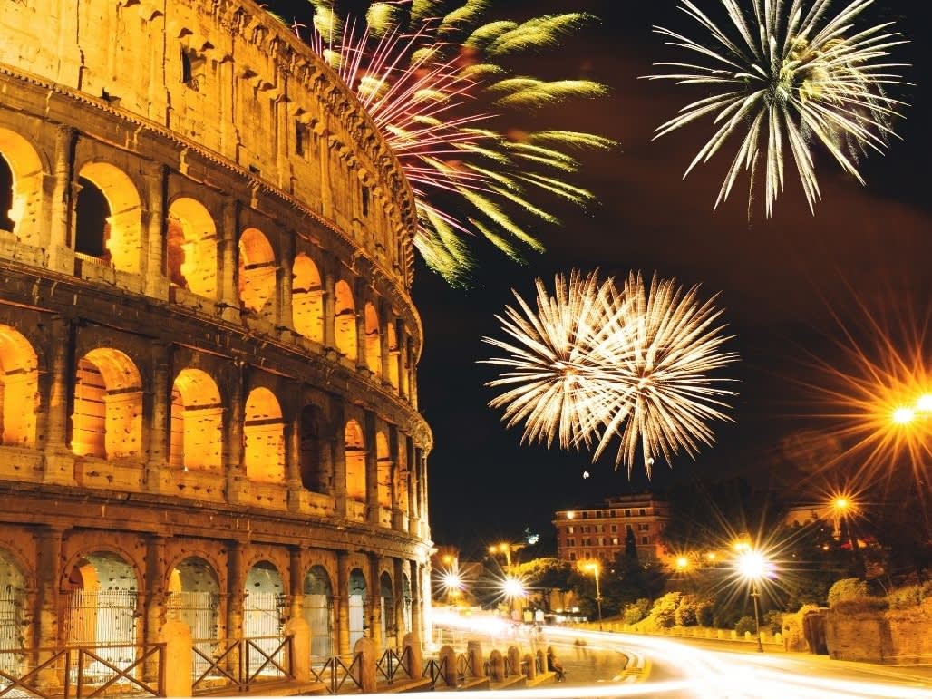 colosseum and fireworks