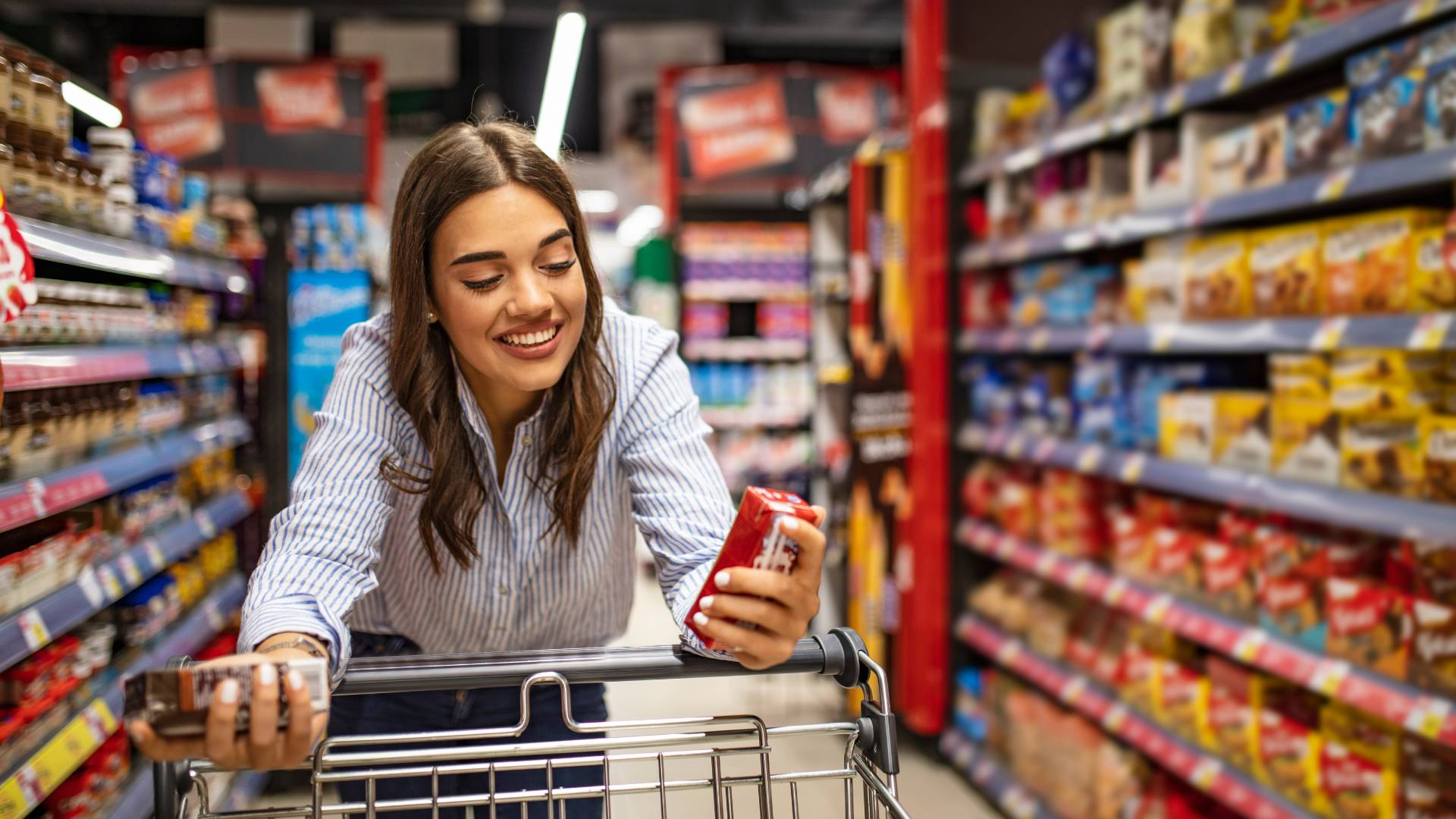 a girl grocery shopping