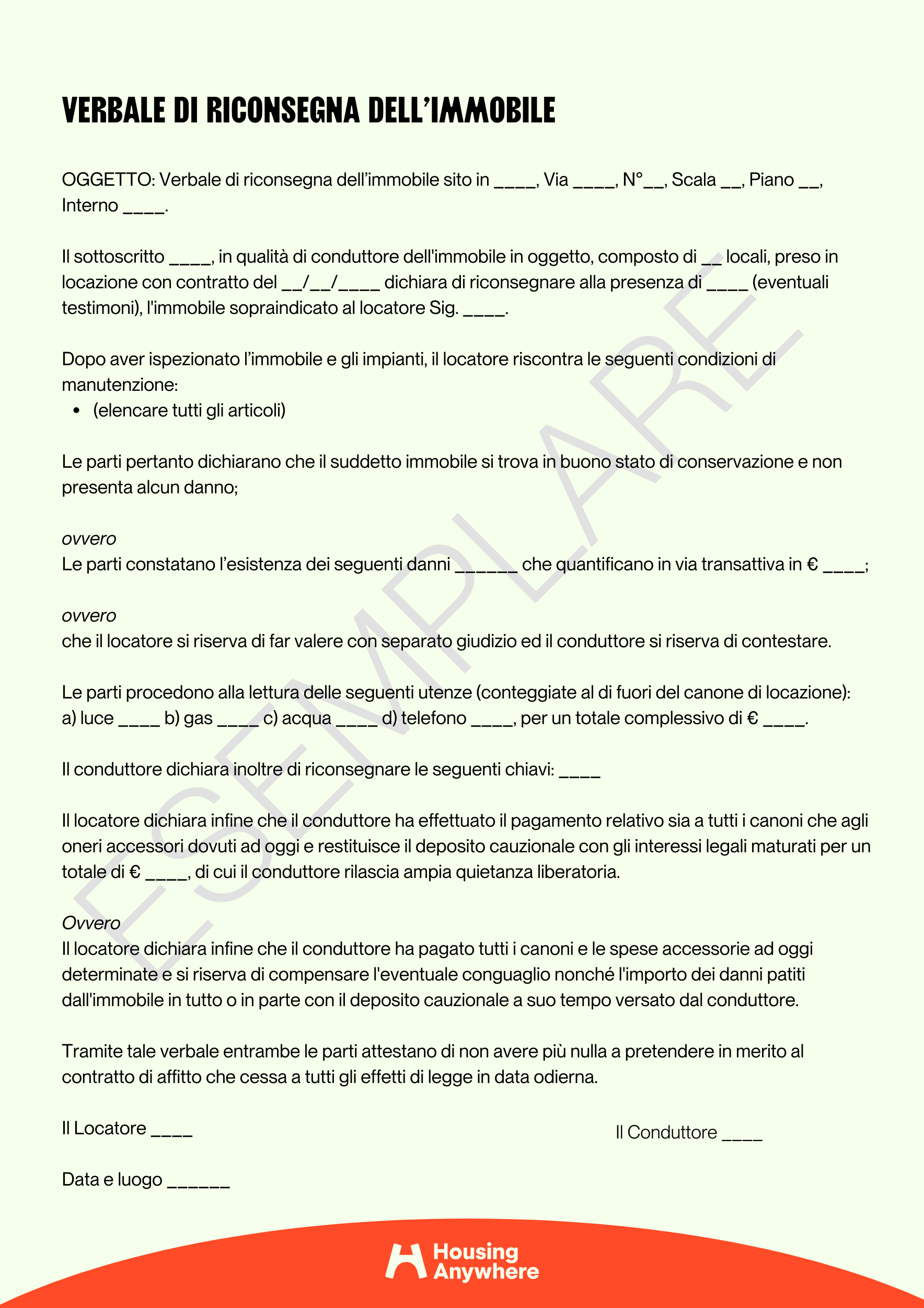 Verbale riconsegna chiavi: come funziona e fac simile
