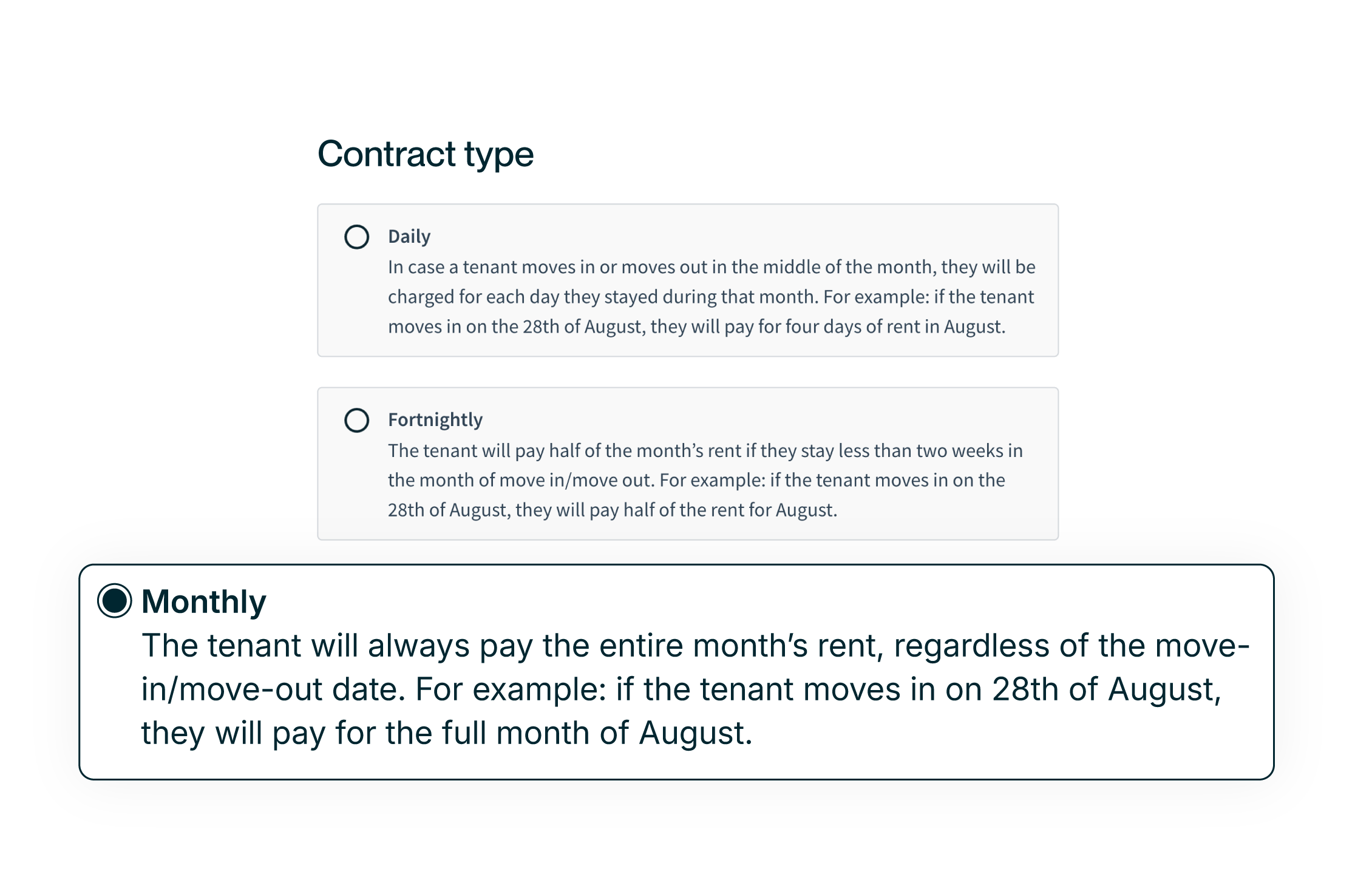 Flexible contracts and cancellation policies