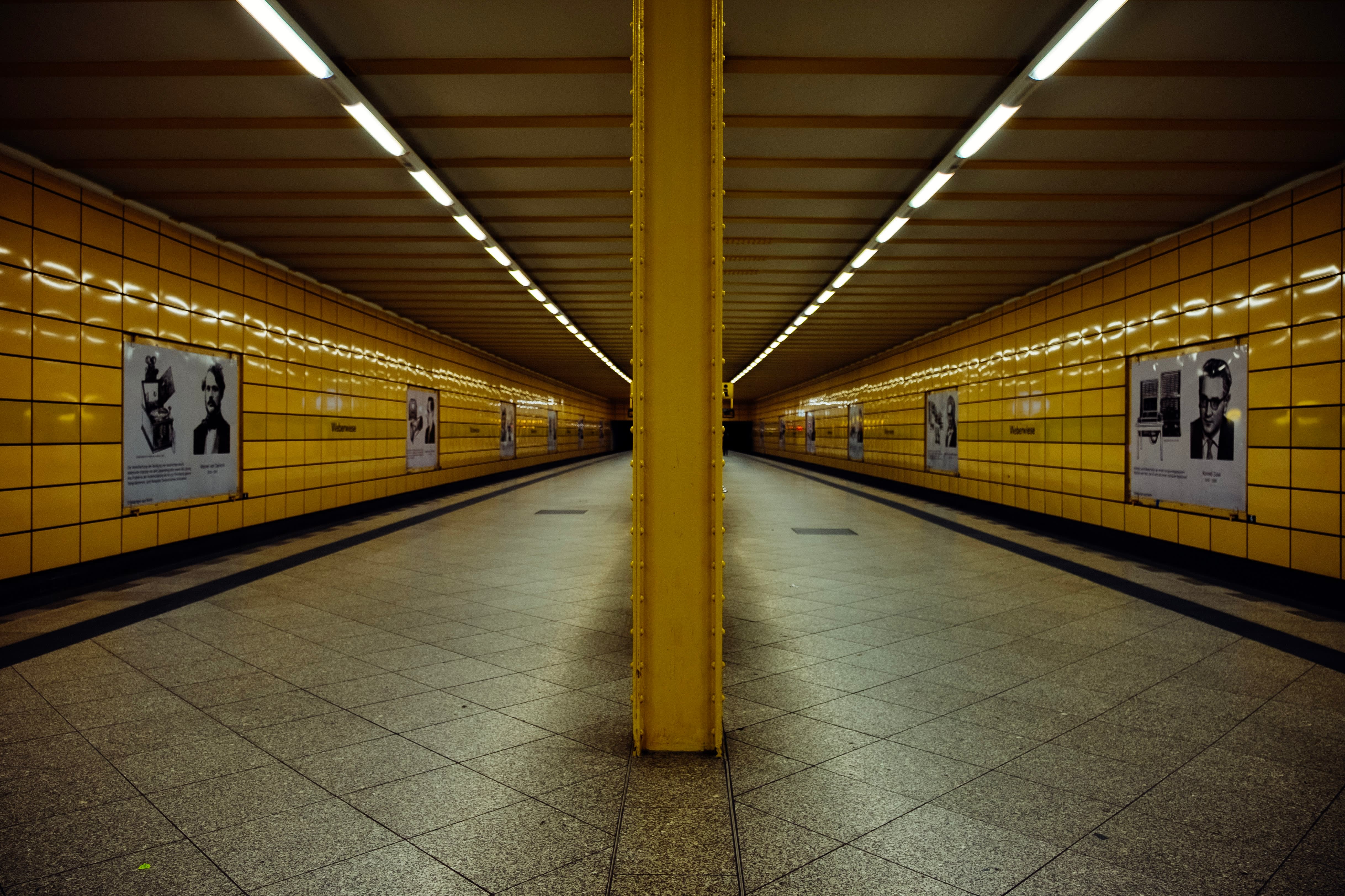 Berlin underground station in yellow