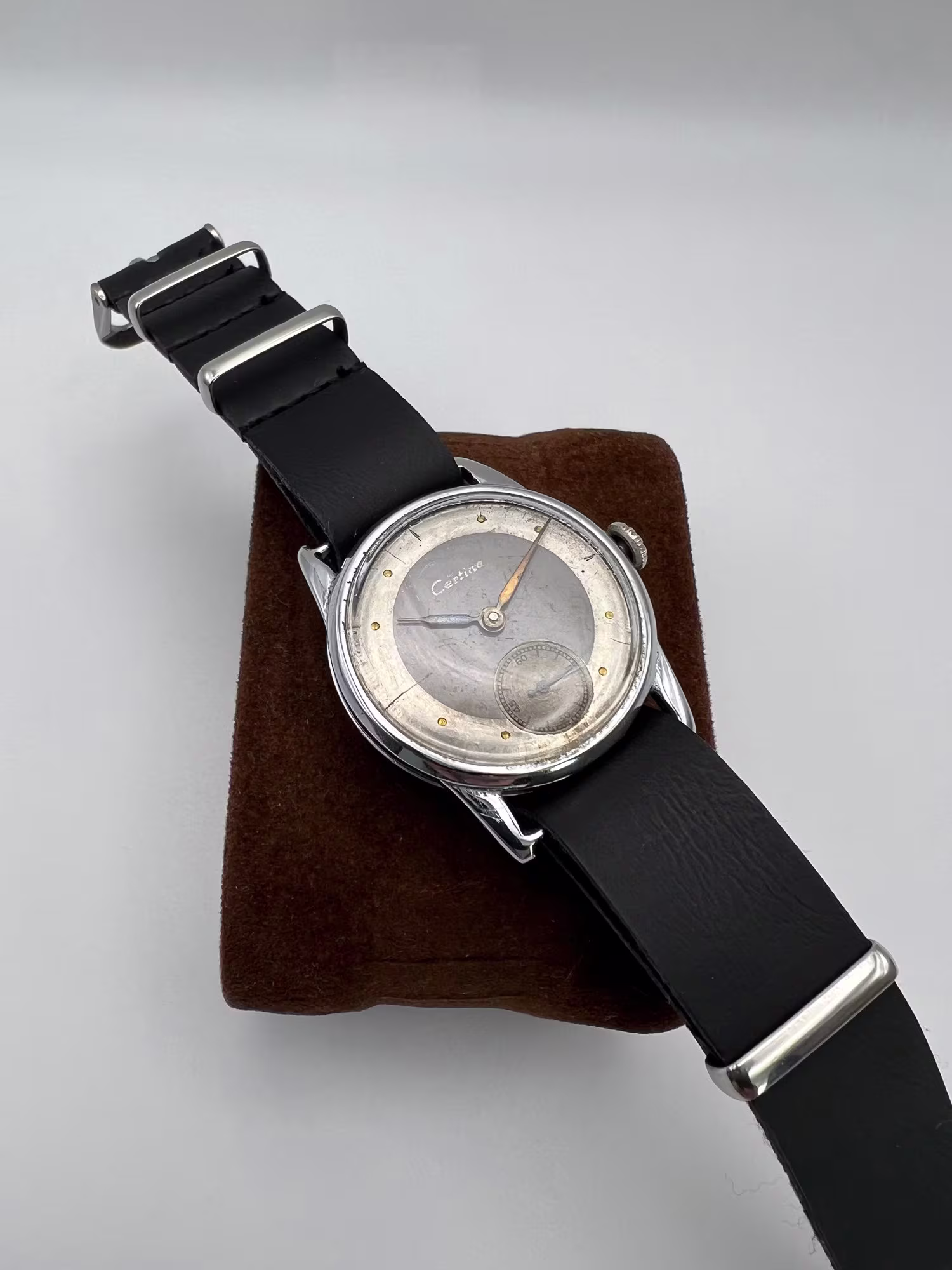 Certina Manual-Wind Three-Hand Dress Watch, 1950s — dial straight on