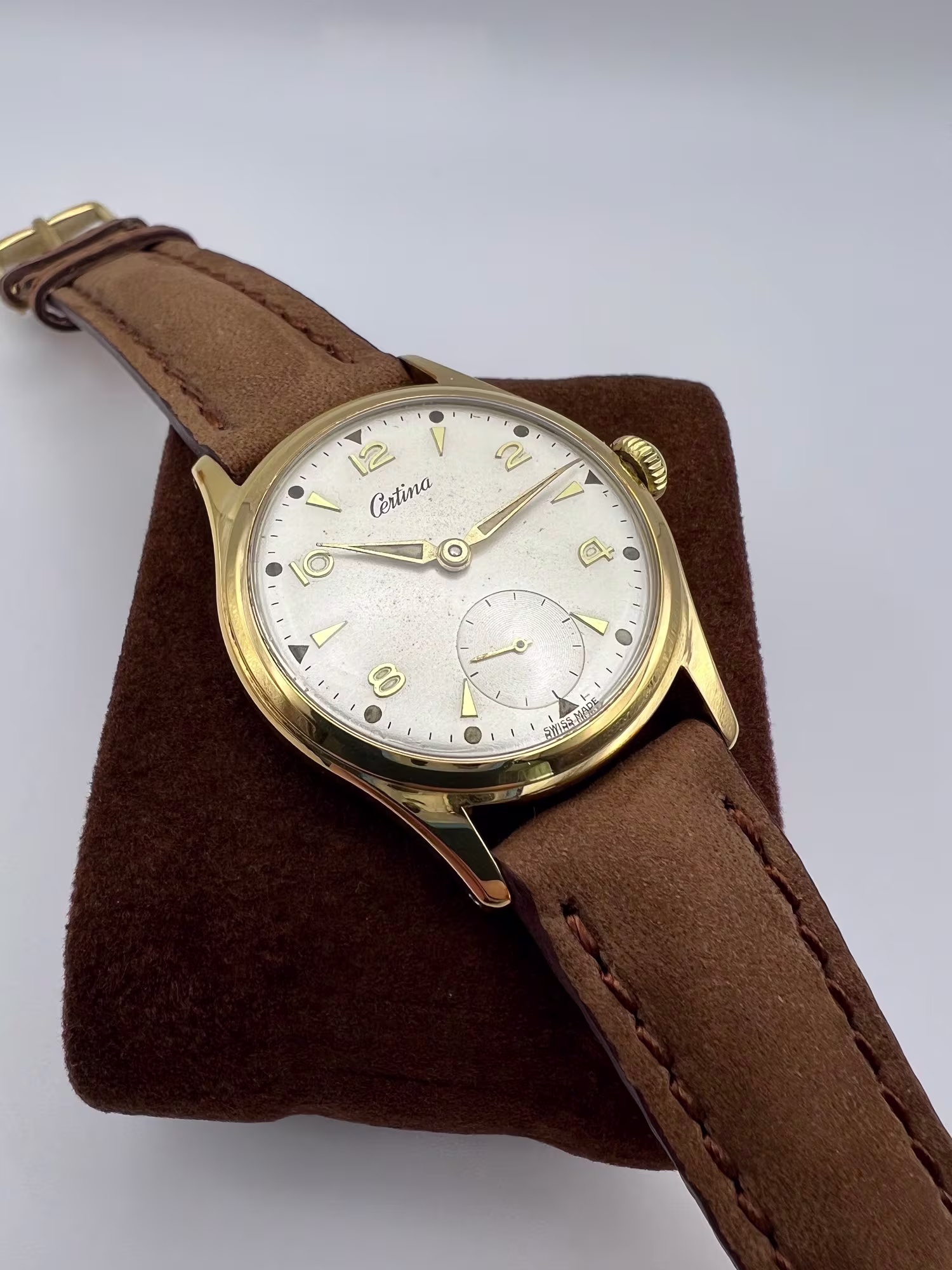 Certina Three-Hand Dress Watch, 1950s, dial straight on