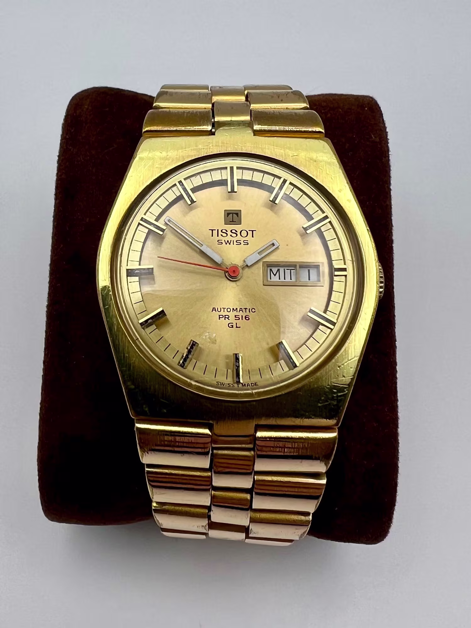 Tissot PR 516 GL Day-Date Automatic, 1970s — dial straight on