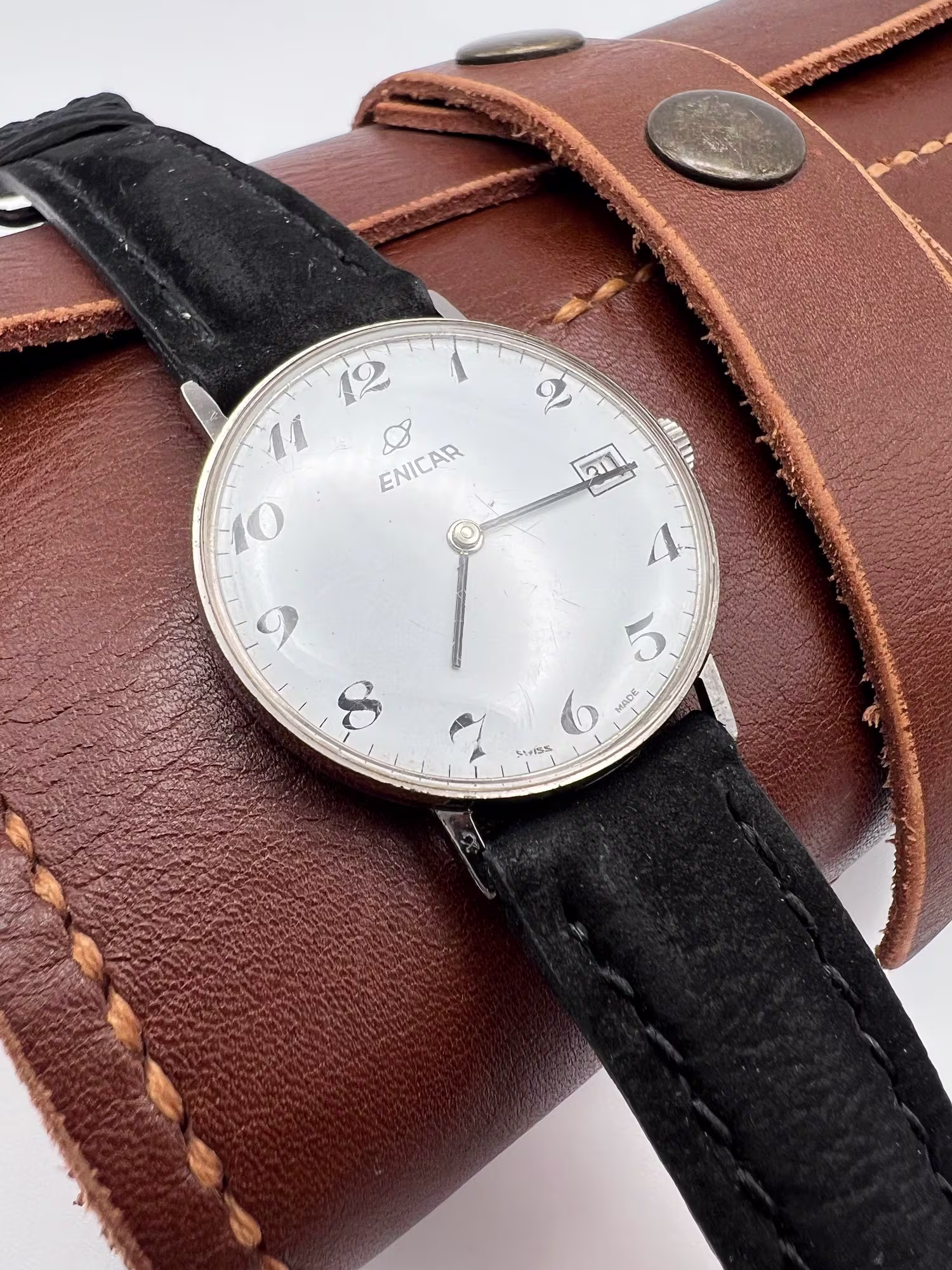 Enicar Dress Watch with Date, Vintage, dial straight on
