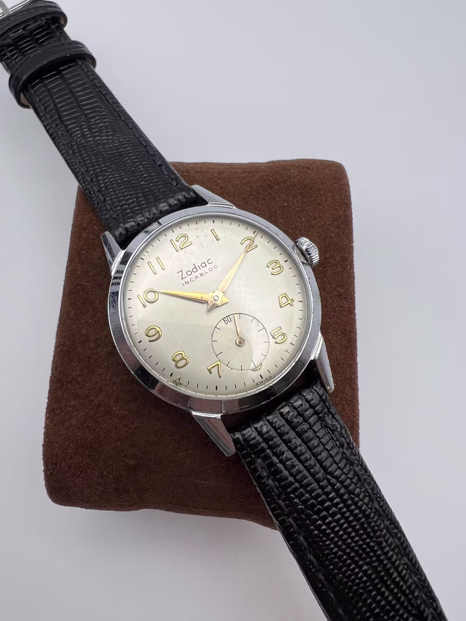 Zodiac Incabloc Manual Wind Dress Watch, 1950s, dial straight on