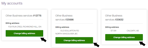 My TELUS Change billing address