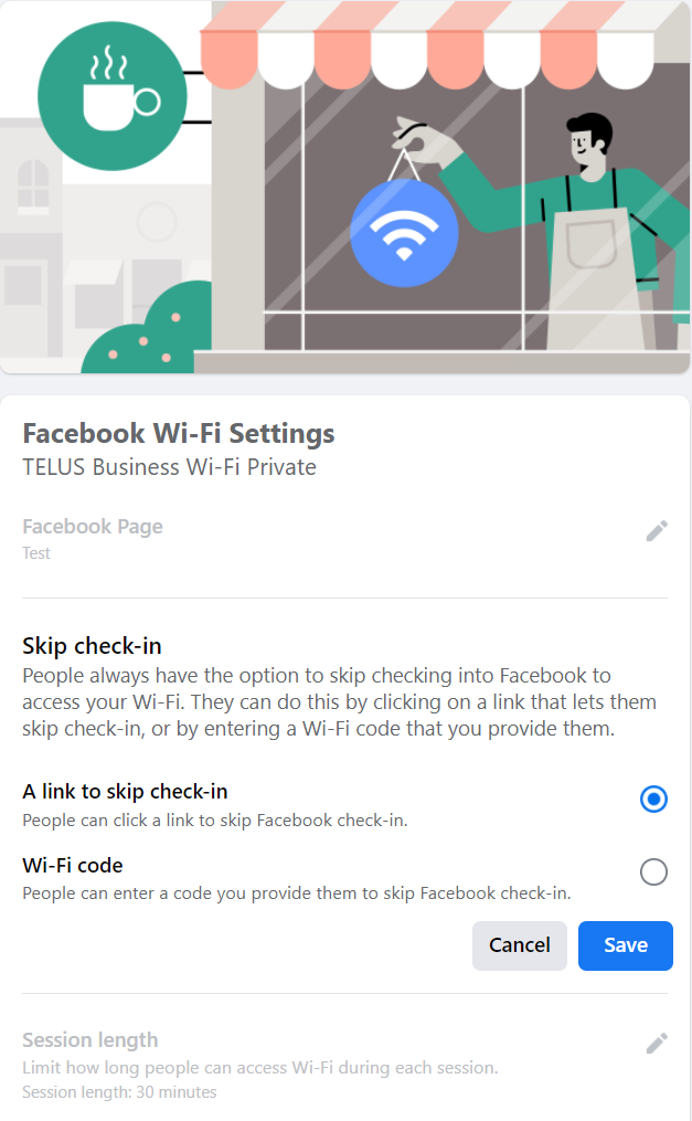 Facebook Wi-Fi Settings