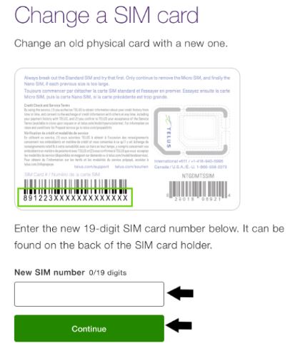 Change a SIM card 