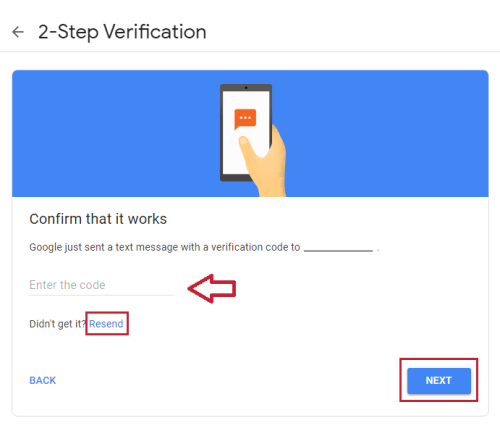 google 2-step confirmation