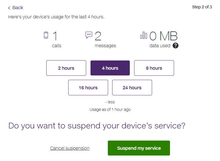 Suspend service - Usage