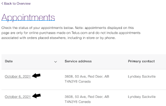 Select appointment date - My TELUS
