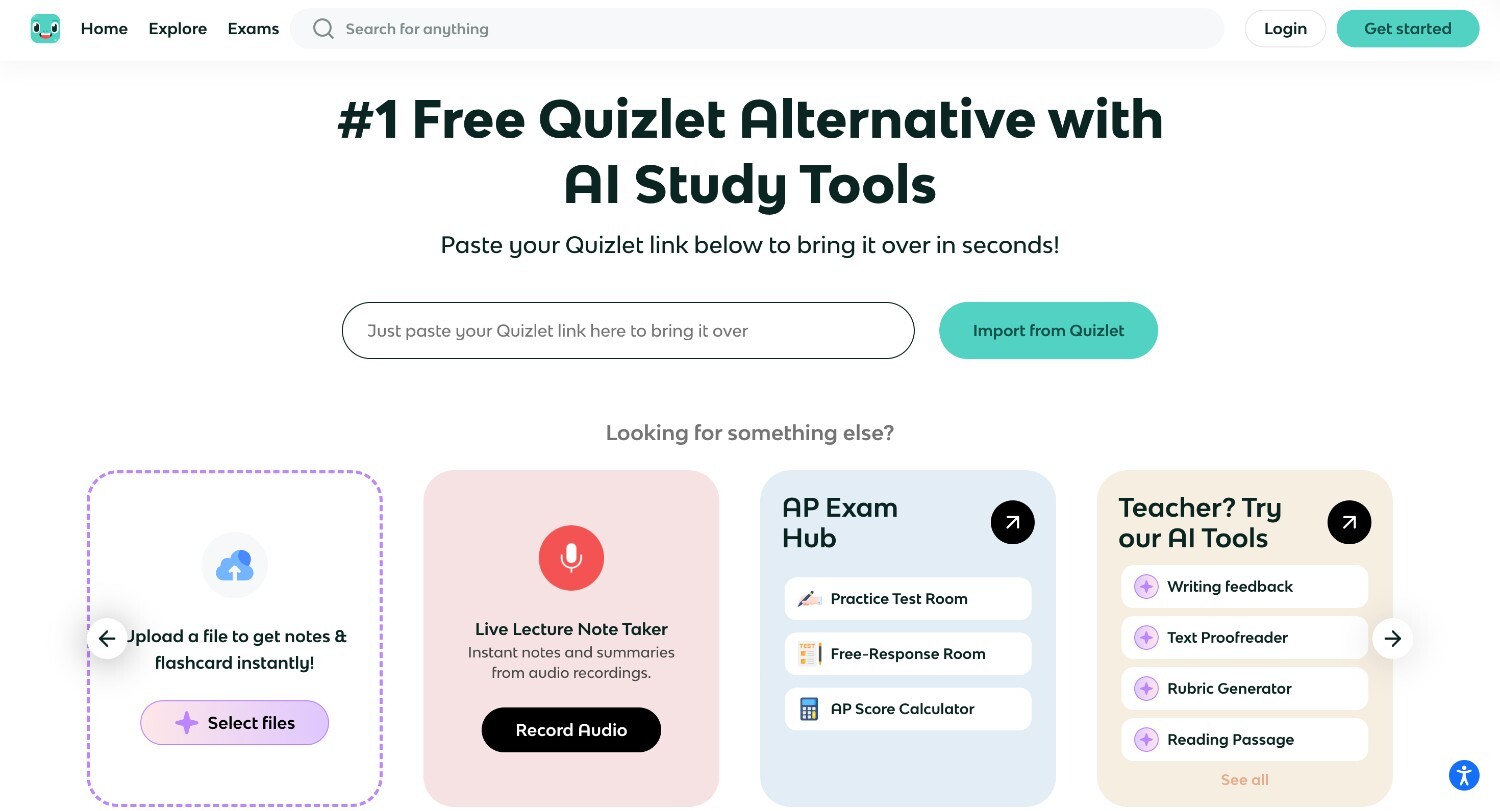 Knowt homepage