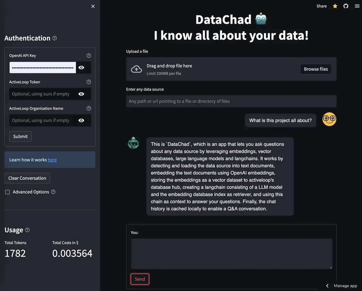 datachad chat with data langchain