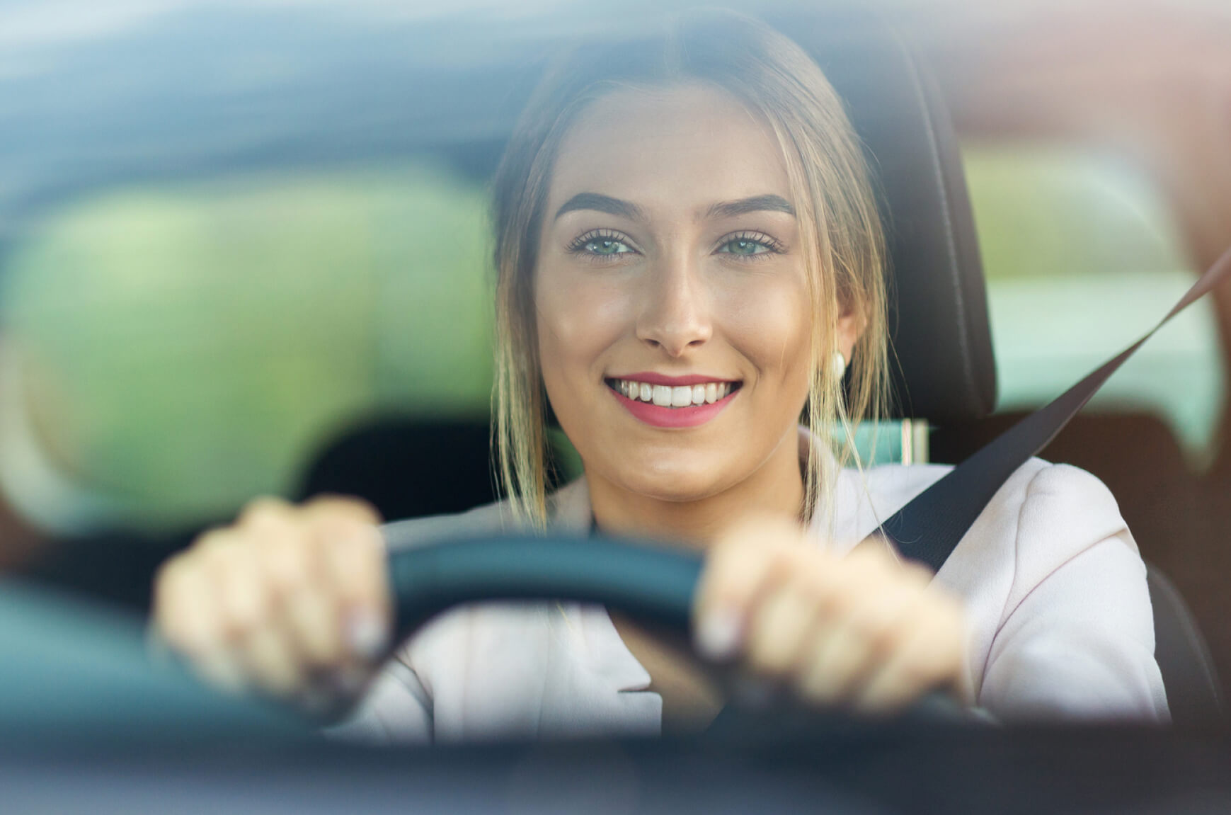 woman in car