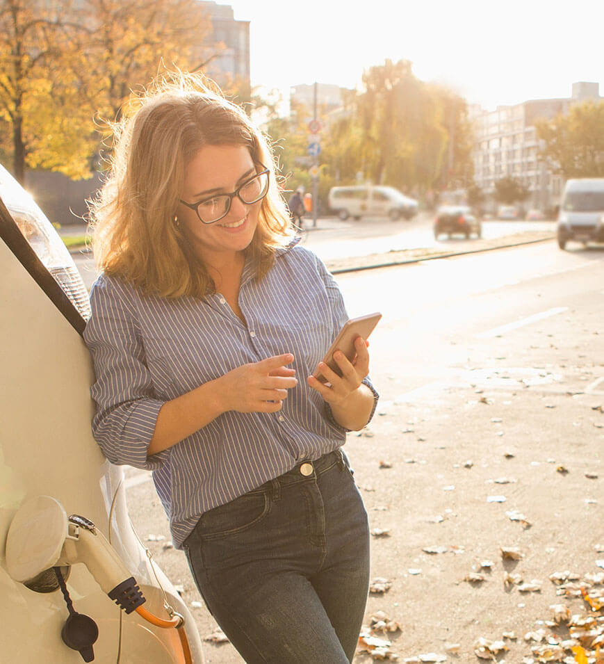 woman charging car
