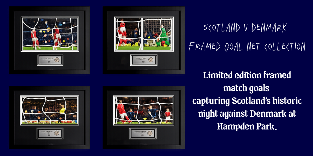 Image: Scotland v Denmark Framed Goal Net Collection