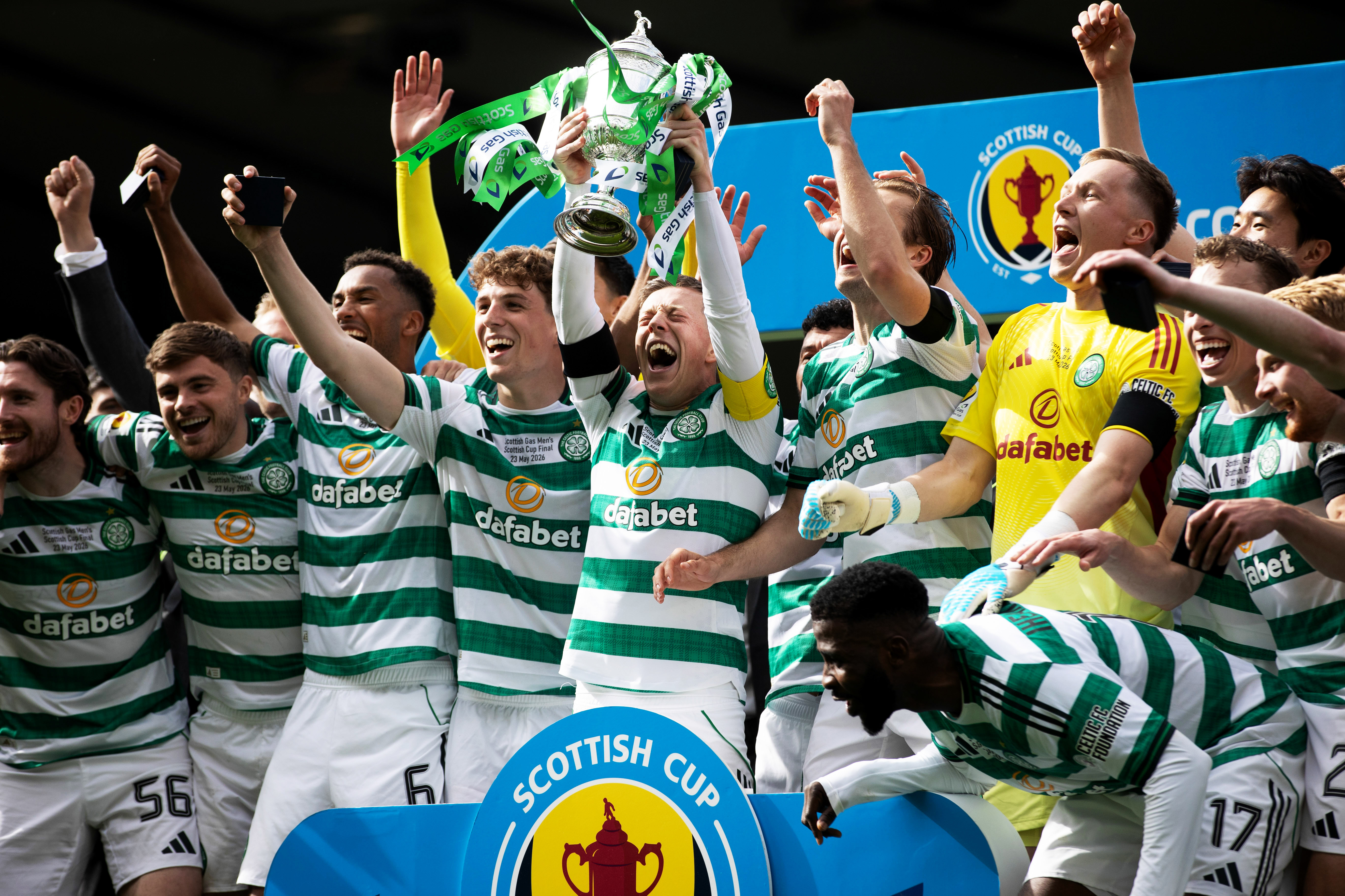 Celtic captain Callum McGregor lifts the Scottish Gas Men's Scottish Cup