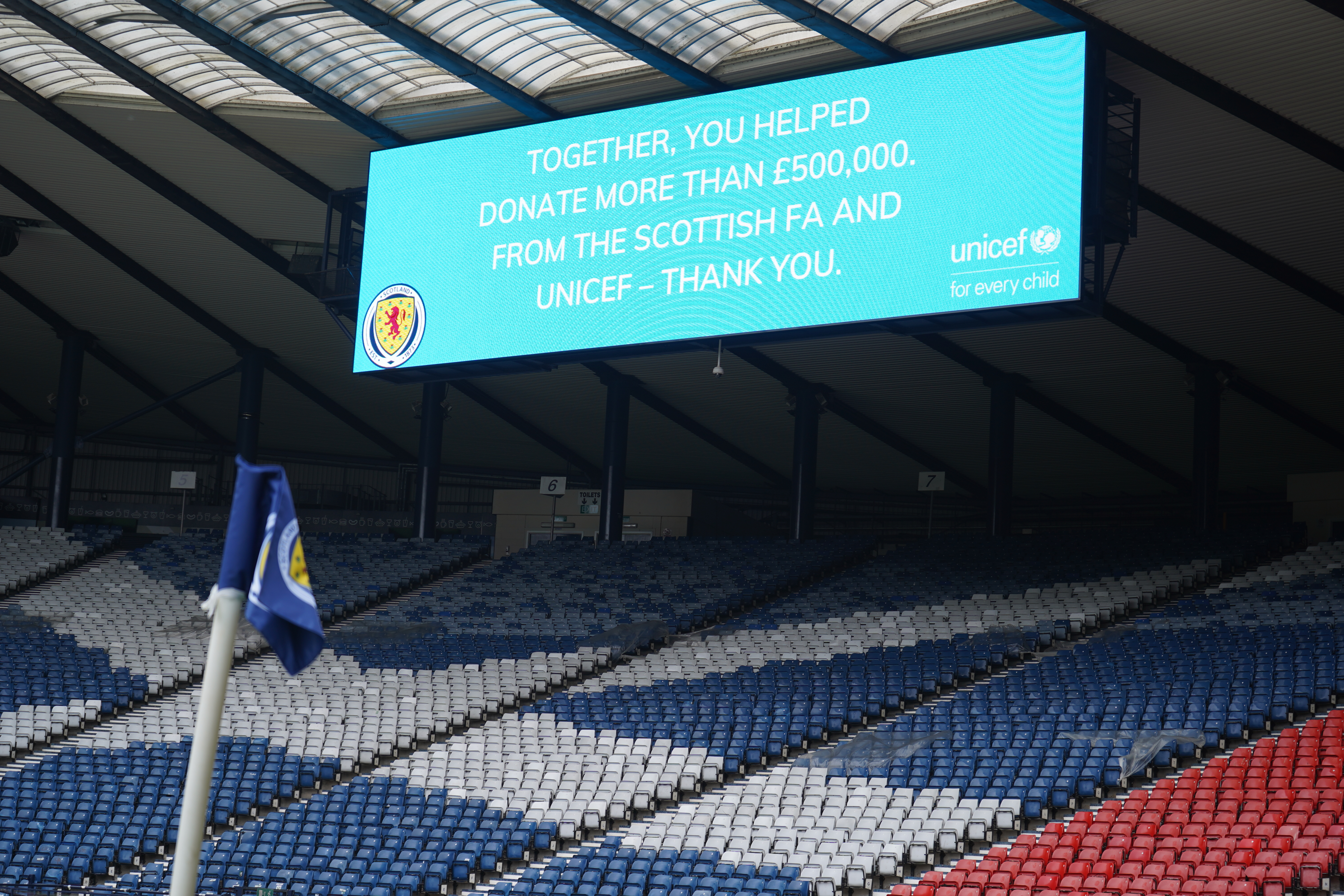 Image: £500,000 raised for UNICEF Ukraine fundraising appeal from Scotland v Poland at Hampden Park 