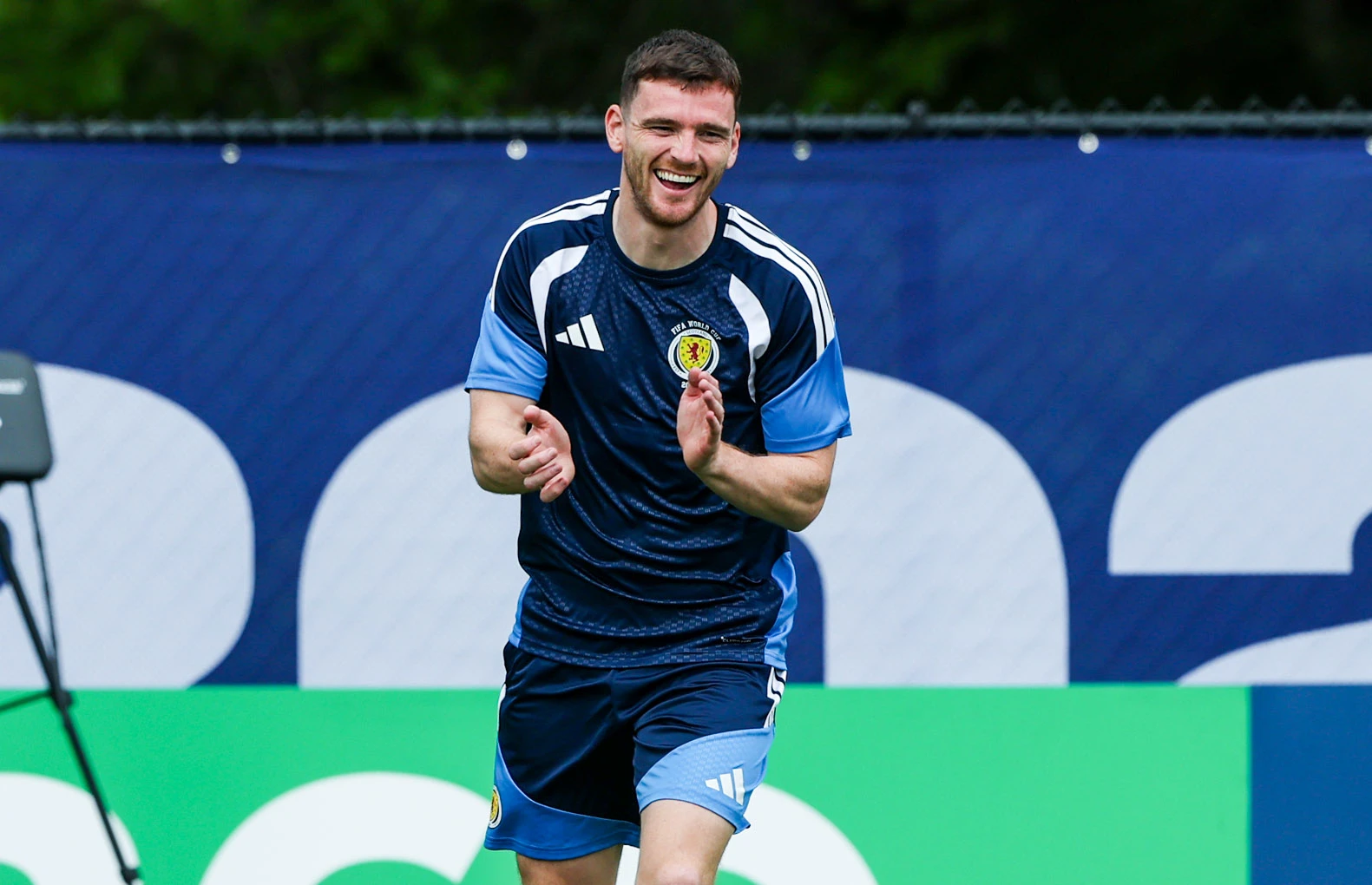 FOXBOROUGH, UNITED STATES - JUNE 18: Andy Robertson during a Scotland MD-1 training session at the Revolution Training Centre, on June 18, 2026, in Foxborough, United States. (Photo by Craig Williamson / SNS Group)
