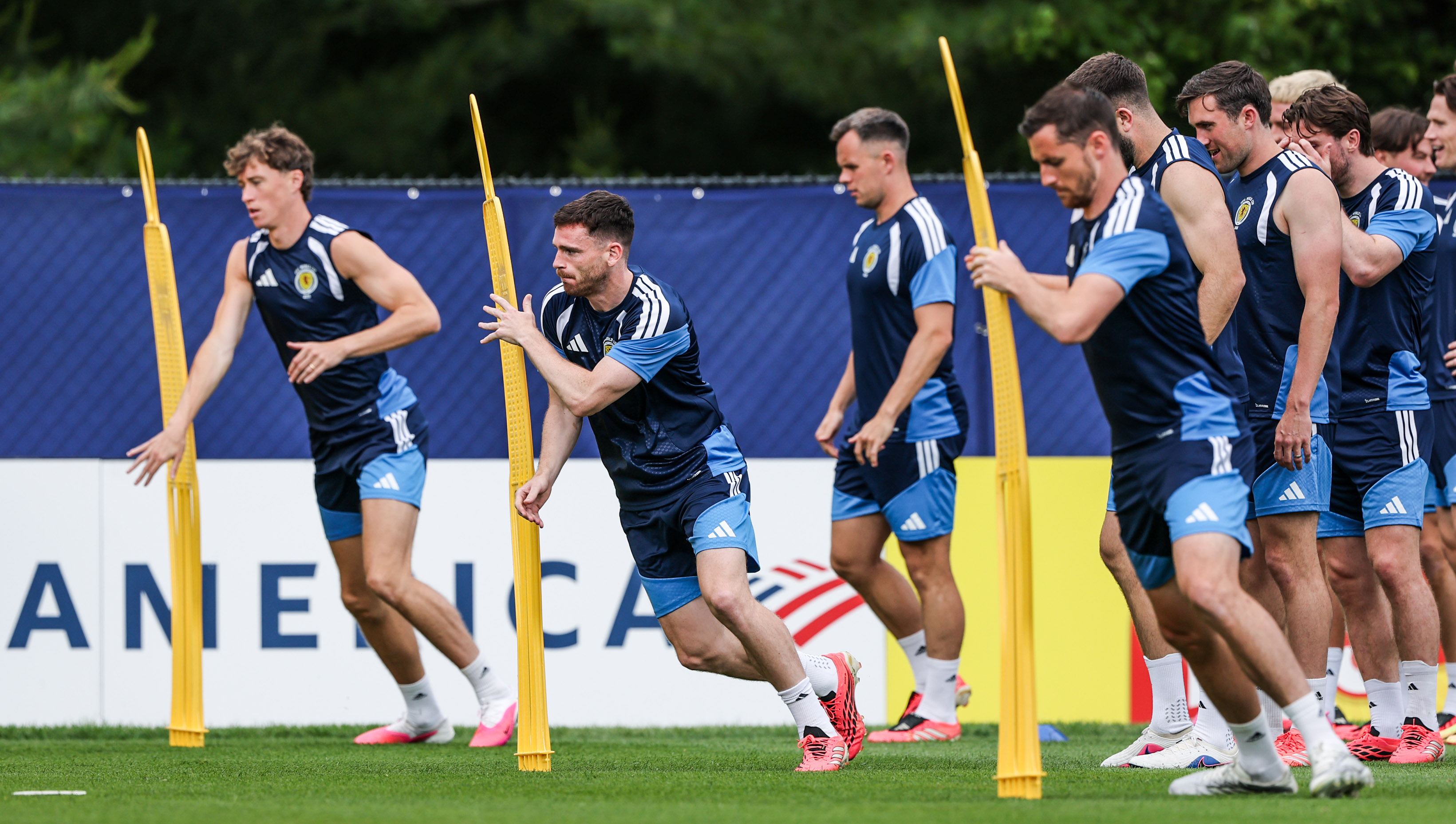 FOXBOROUGH, UNITED STATES - JUNE 18: Andy Robertson (centre) during a Scotland MD-1 training session at the Revolution Training Centre, on June 18, 2026, in Foxborough, United States. (Photo by Craig Williamson / SNS Group)