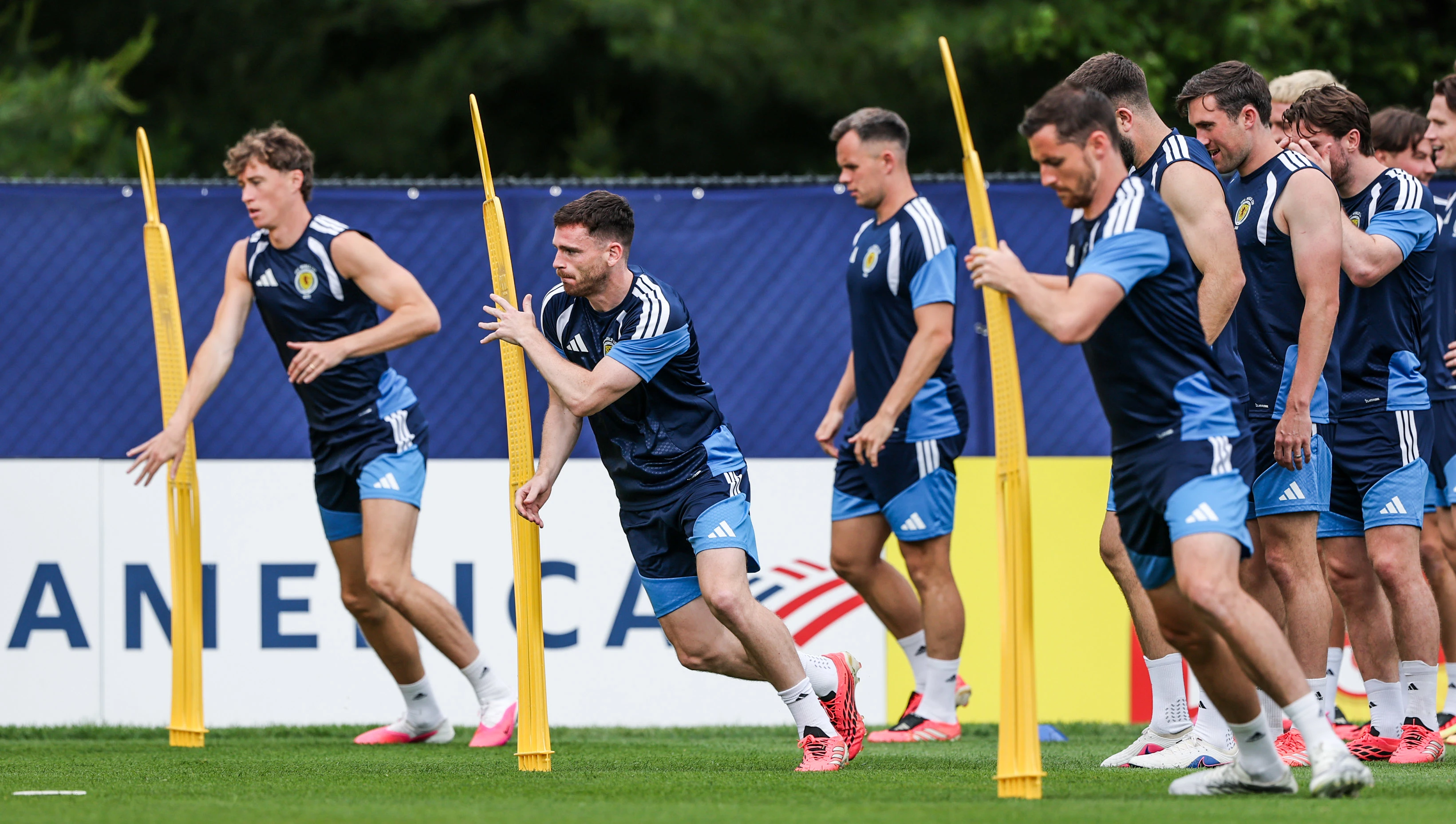 FOXBOROUGH, UNITED STATES - JUNE 18: Andy Robertson (centre) during a Scotland MD-1 training session at the Revolution Training Centre, on June 18, 2026, in Foxborough, United States. (Photo by Craig Williamson / SNS Group)