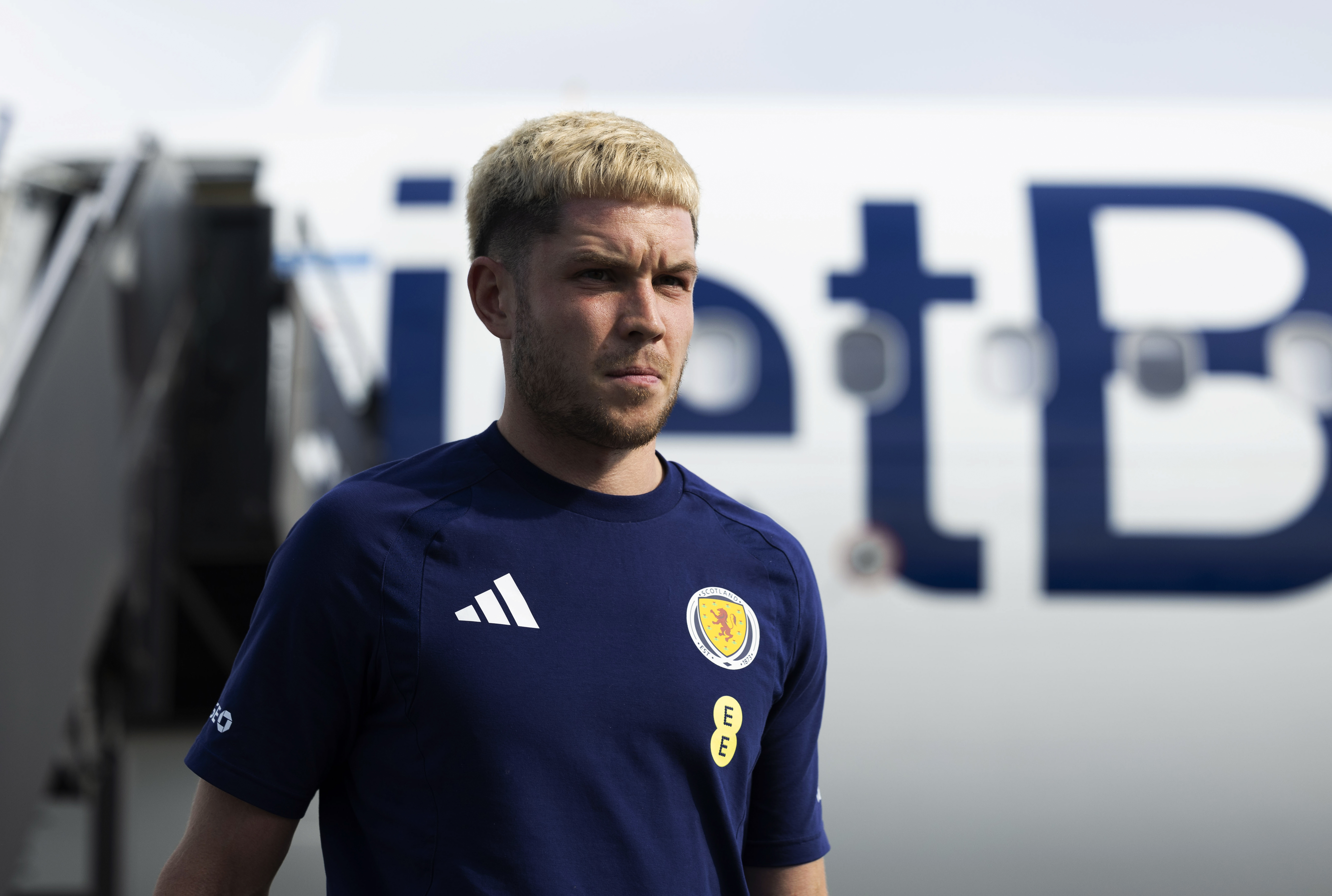 BOSTON, UNITED STATES - JUNE 17: George Hirst is pictured as the Scotland squad arrive in Boston ahead of their FIFA World Cup match against Morocco, on June 17, 2026, in Boston, United States. (Photo by Craig Foy / SNS Group)
