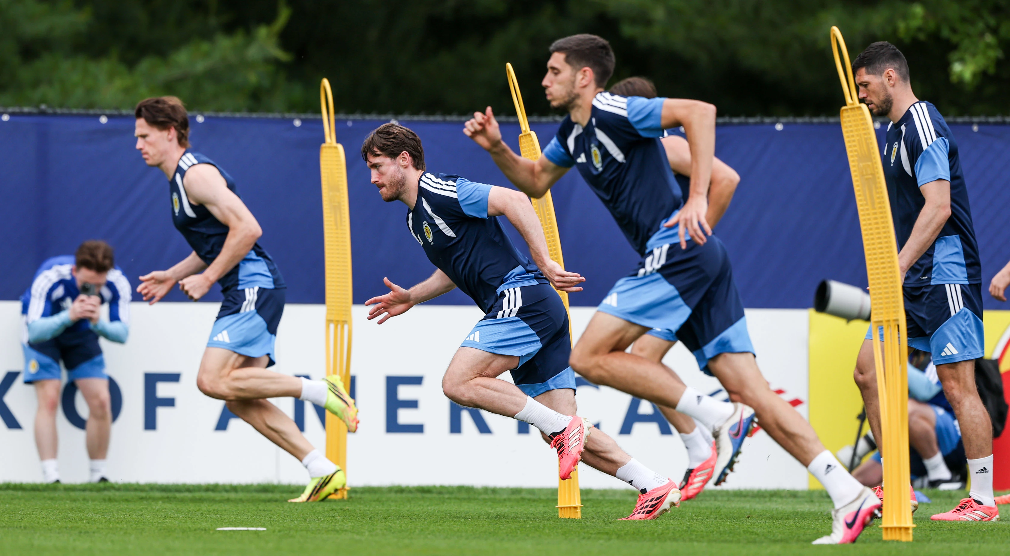 FOXBOROUGH, UNITED STATES - JUNE 18: Anthony Ralston (centre) during a Scotland MD-1 training session at the Revolution Training Centre, on June 18, 2026, in Foxborough, United States. (Photo by Craig Williamson / SNS Group)