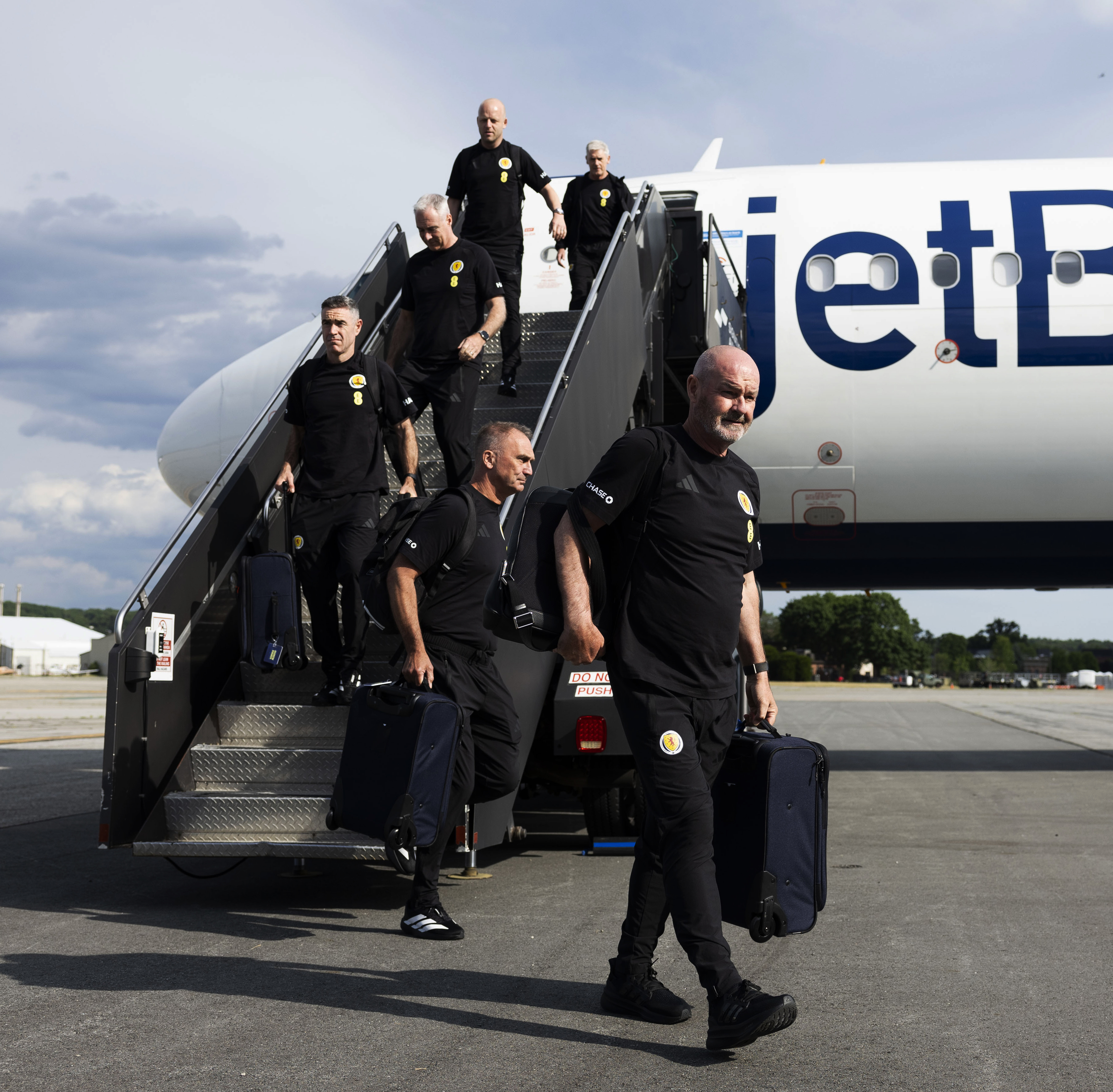 BOSTON, UNITED STATES - JUNE 17: Head coach Steve Clarke is pictured as the Scotland squad arrive in Boston ahead of their FIFA World Cup match against Morocco, on June 17, 2026, in Boston, United States. (Photo by Craig Foy / SNS Group)