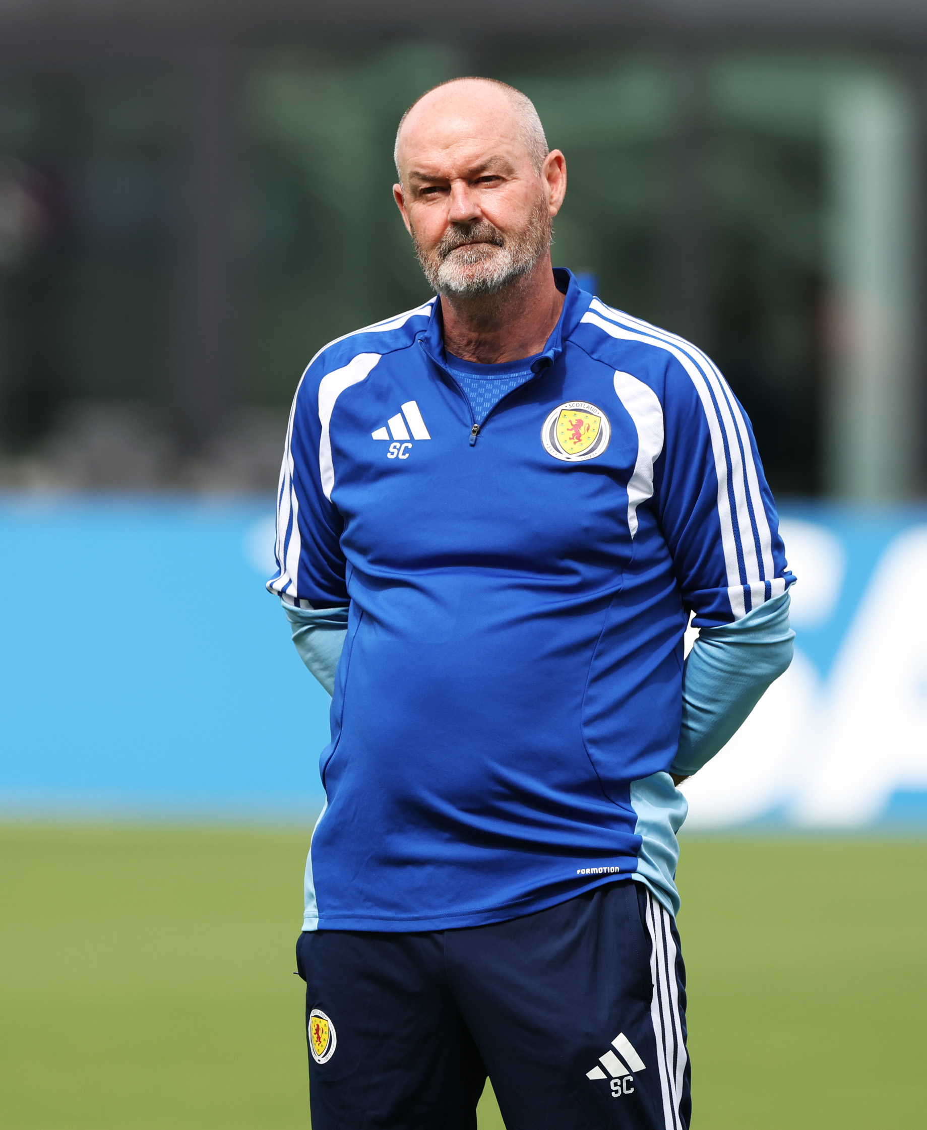 FORT LAUDERDALE, UNITED STATES - JUNE 23: Scotland Head Coach Steve Clarke during a Scotland MD-1 training session at Chase Stadium, on June 23, 2026, in Fort Lauderdale, United States. (Photo by Craig Williamson / SNS Group)