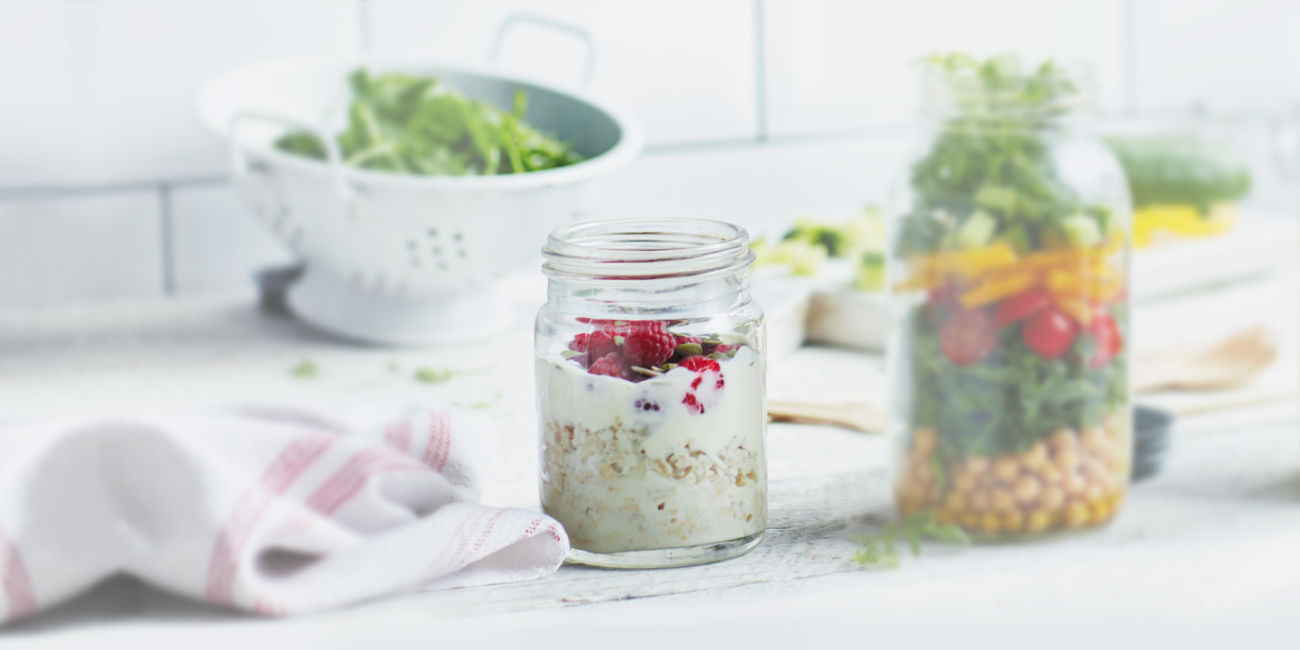 Tropical overnight oats jar