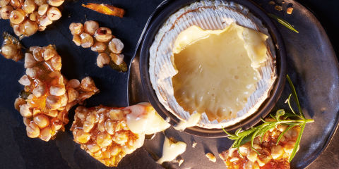 Oozy Camembert with nut brittle