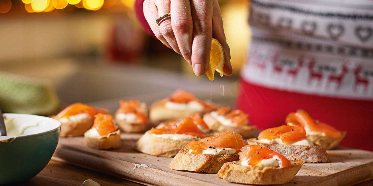 Smoked salmon bruschetta