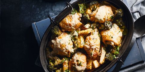 Chicken, cider and parsnip bake